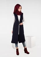 Tesettür giyim LACİVERT YANLARI YIRTMAÇLI CEPLİ YELEK 4956 