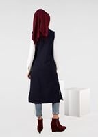 Tesettür giyim LACİVERT YANLARI YIRTMAÇLI CEPLİ YELEK 4956 