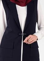 Tesettür giyim LACİVERT YANLARI YIRTMAÇLI CEPLİ YELEK 4956 