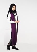 Tesettür giyim MOR YANLARI BAĞCIKLI OMUZLARI KUŞ GÖZÜ DETAYLI ÖRME YELEK 4958 