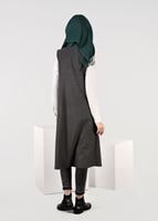 Tesettür giyim GRİ BİYE DETAYLI YELEK 4974 