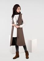 Tesettür giyim KAHVE BİYE DETAYLI YELEK 4974 