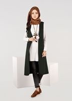 Tesettür giyim HAKİ BİYE DETAYLI YELEK 4974 