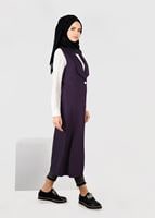 Tesettür giyim MOR TEK DÜĞMELİ FERMUAR DETAYLI YELEK 4977