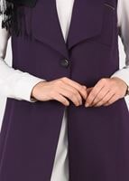 Tesettür giyim MOR TEK DÜĞMELİ FERMUAR DETAYLI YELEK 4977