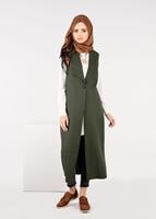 Tesettür giyim HAKİ TEK DÜĞMELİ FERMUAR DETAYLI YELEK 4977