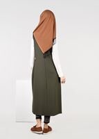 Tesettür giyim HAKİ TEK DÜĞMELİ FERMUAR DETAYLI YELEK 4977