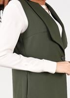 Tesettür giyim HAKİ TEK DÜĞMELİ FERMUAR DETAYLI YELEK 4977