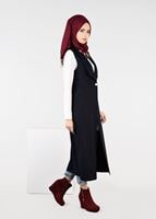 Tesettür giyim LACİVERT TEK DÜĞMELİ FERMUAR DETAYLI YELEK 4977