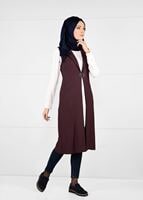 Tesettür giyim KAHVE FLETO CEPLİ YELEK 4989 