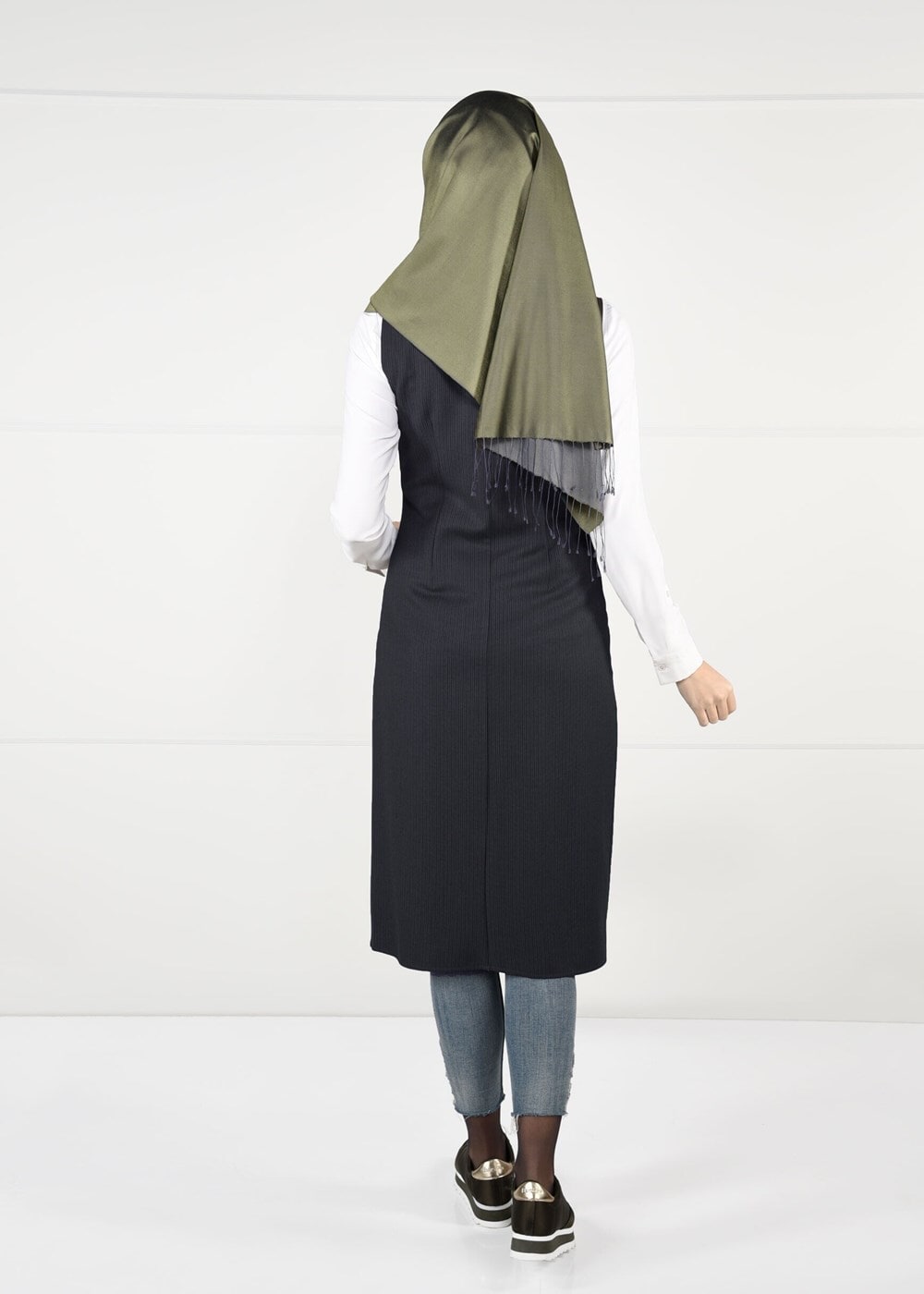 Tesettür giyim VİZON FLETO CEPLİ YELEK 4989 