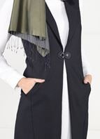 Tesettür giyim VİZON FLETO CEPLİ YELEK 4989 