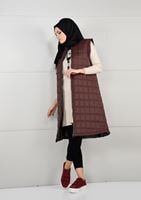 Tesettür giyim BORDO ARMALI KAPİTONE YELEK 5017