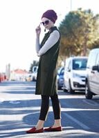 Tesettür giyim HAKİ SIRTI DÜĞME DETAYLI SÜET YELEK 5848 