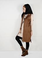 Tesettür giyim TABA SIRTI DÜĞME DETAYLI SÜET YELEK 5848 