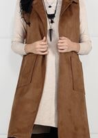 Tesettür giyim TABA SIRTI DÜĞME DETAYLI SÜET YELEK 5848 