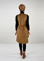 Tesettür giyim TABA KÜRK DETAYLI SÜET YELEK 6748 