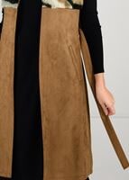 Tesettür giyim TABA KÜRK DETAYLI SÜET YELEK 6748 