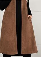 Tesettür giyim TABA KÜRK DETAYLI SÜET YELEK 6748 