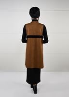 Tesettür giyim TABA PÜSKÜL DETAYLI SÜET YELEK 6778 