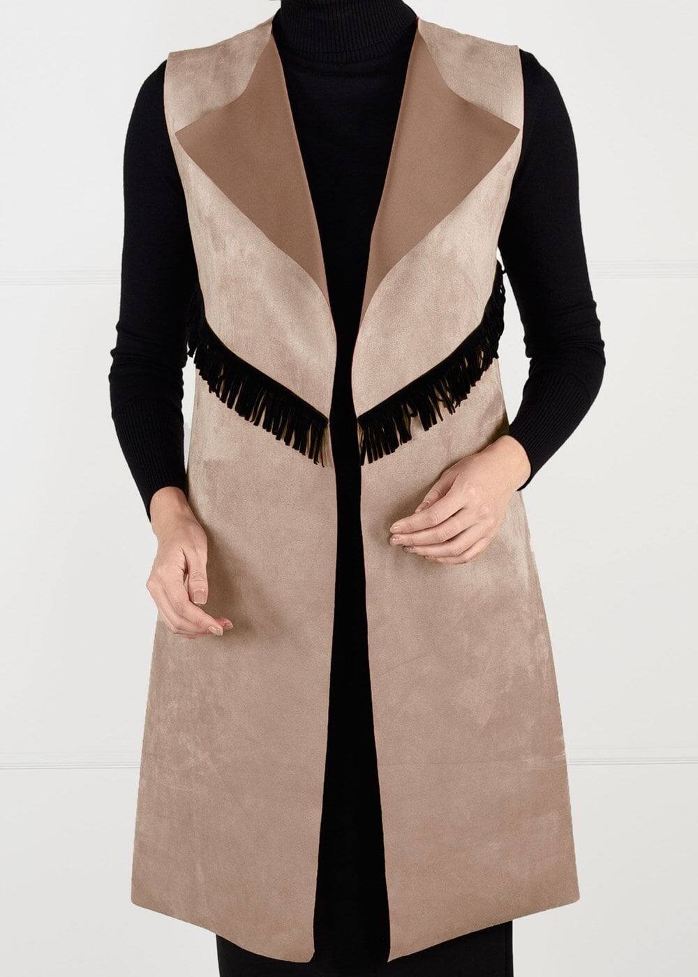 Hijab clothing MINK FRINGED SUEDE VEST 6778 