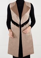 Hijab clothing MINK FRINGED SUEDE VEST 6778 