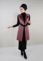 Vêtements hijab ROSE GILET EN DAIM À FRANGES 6778