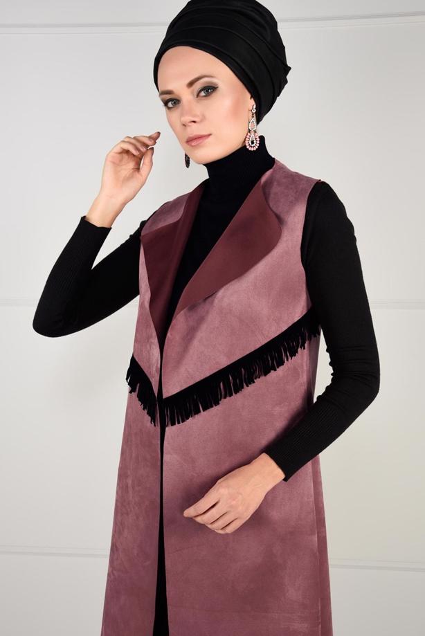 Vêtements hijab  FRINGED SUEDE VEST 6778  - TRENDTESETTÜR