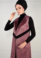 Vêtements hijab ROSE GILET EN DAIM À FRANGES 6778