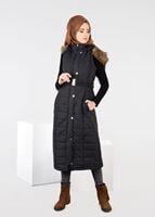 Tesettür giyim SİYAH PELUŞ DETAYLI KEMERLİ KAPİTONE YELEK 9601