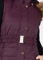 Tesettür giyim BORDO PELUŞ DETAYLI KEMERLİ KAPİTONE YELEK 9601