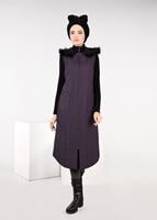 Tesettür giyim MÜRDÜM KAPÜŞONLU KAPİTONE YELEK 9614 