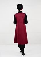 Tesettür giyim KIRMIZI BELİ DETAYLI SÜET YELEK 9748