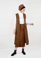 Tesettür giyim TABA BELİ DETAYLI SÜET YELEK 9748