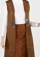 Tesettür giyim TABA BELİ DETAYLI SÜET YELEK 9748