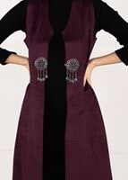 Tesettür giyim MÜRDÜM BELİ DETAYLI SÜET YELEK 9748