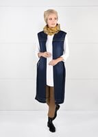 Tesettür giyim LACİVERT NAKIŞLI DENİM YELEK 9807 