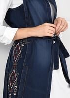 Tesettür giyim LACİVERT NAKIŞLI DENİM YELEK 9807 