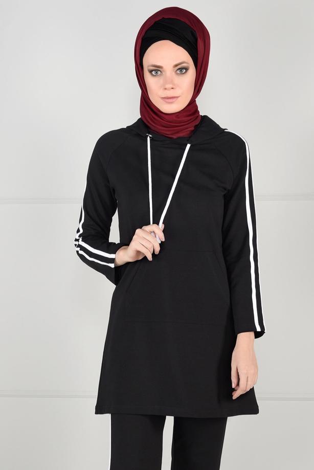 Vêtements hijab  STRIPE DETAIL TRACKSUIT TUNIC 0051  - TRENDTESETTÜR