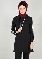 Vêtements hijab NOIR TUNIQUE DE SURVÊTEMENT À RAYURES 0051
