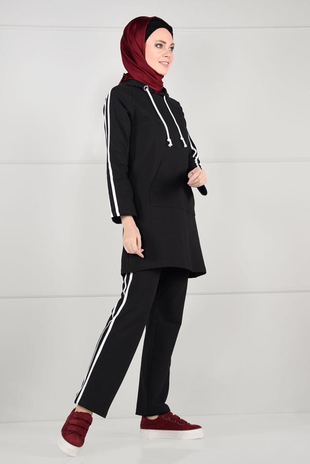 Vêtements hijab  STRIPE DETAIL TRACKSUIT TUNIC 0051  - TRENDTESETTÜR