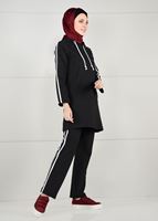 Vêtements hijab NOIR TUNIQUE DE SURVÊTEMENT À RAYURES 0051