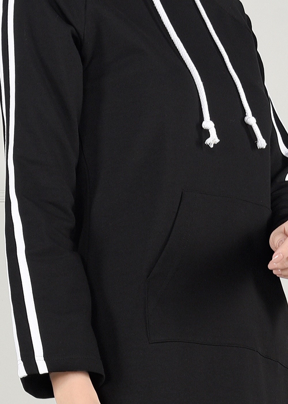 Vêtements hijab NOIR TUNIQUE DE SURVÊTEMENT À RAYURES 0051