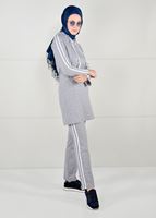 Hijab clothing GREY STRIPE DETAIL TRACKSUIT TUNIC 0051 