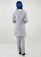Hijab clothing GREY STRIPE DETAIL TRACKSUIT TUNIC 0051 
