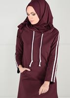 Vêtements hijab ROUGE BORDEAUX TUNIQUE DE SURVÊTEMENT À RAYURES 0051