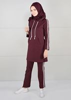 Vêtements hijab ROUGE BORDEAUX TUNIQUE DE SURVÊTEMENT À RAYURES 0051