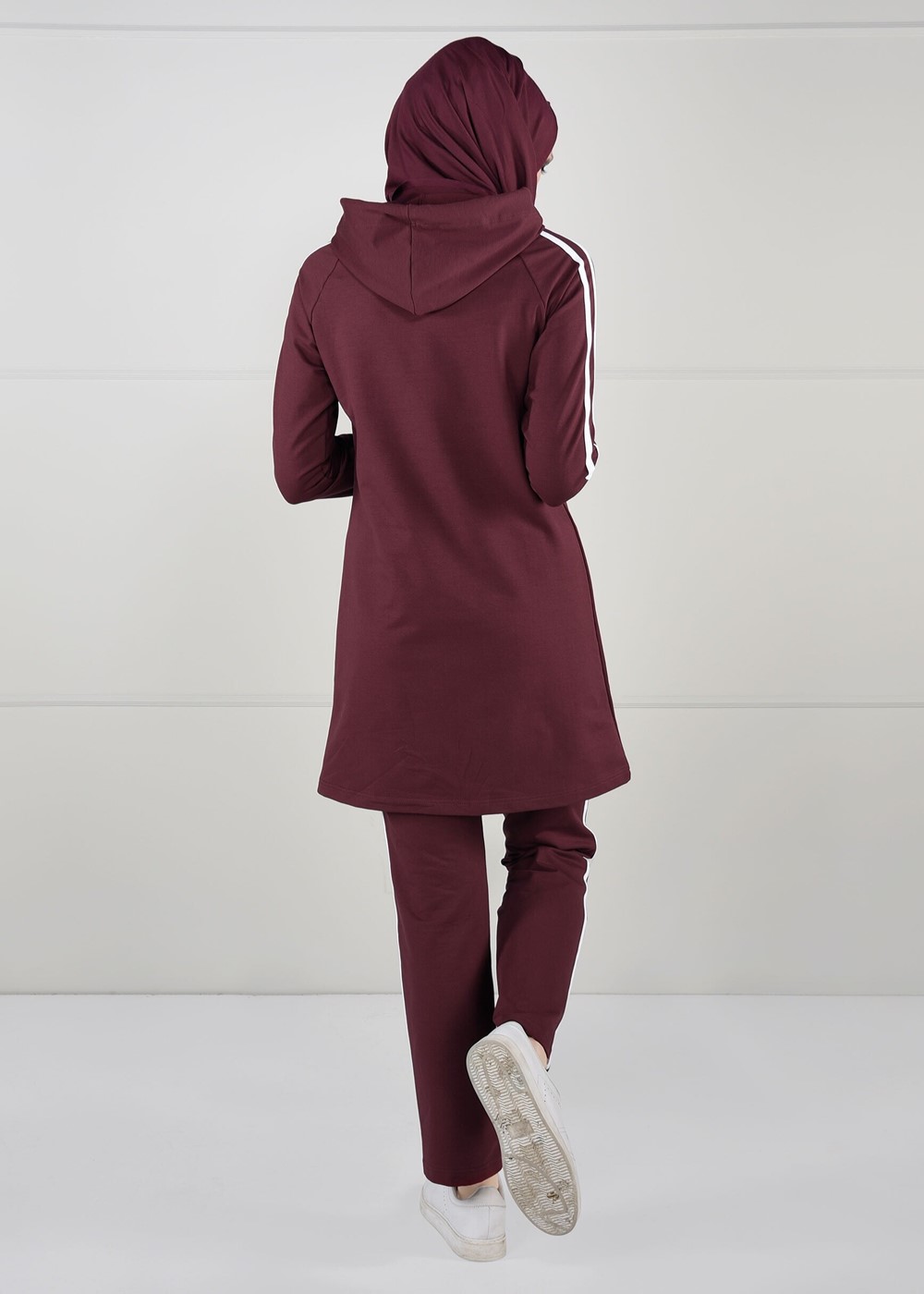 Vêtements hijab ROUGE BORDEAUX TUNIQUE DE SURVÊTEMENT À RAYURES 0051