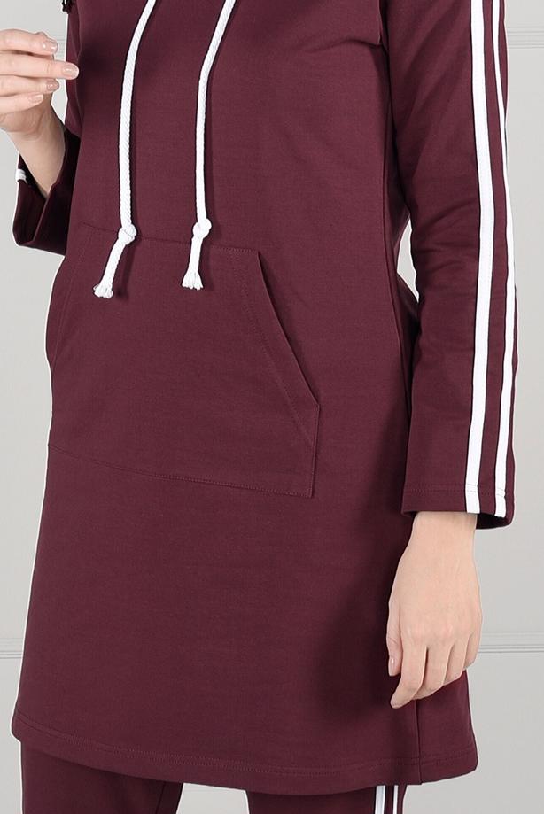 Vêtements hijab ROUGE BORDEAUX TUNIQUE DE SURVÊTEMENT À RAYURES 0051 - TRENDTESETTÜR