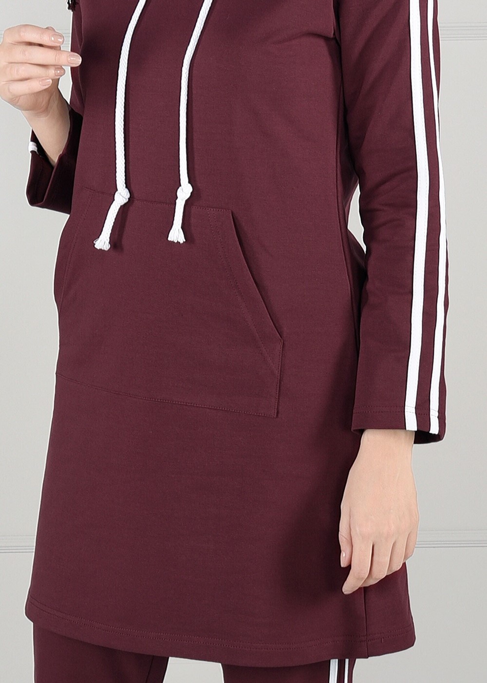 Vêtements hijab ROUGE BORDEAUX TUNIQUE DE SURVÊTEMENT À RAYURES 0051